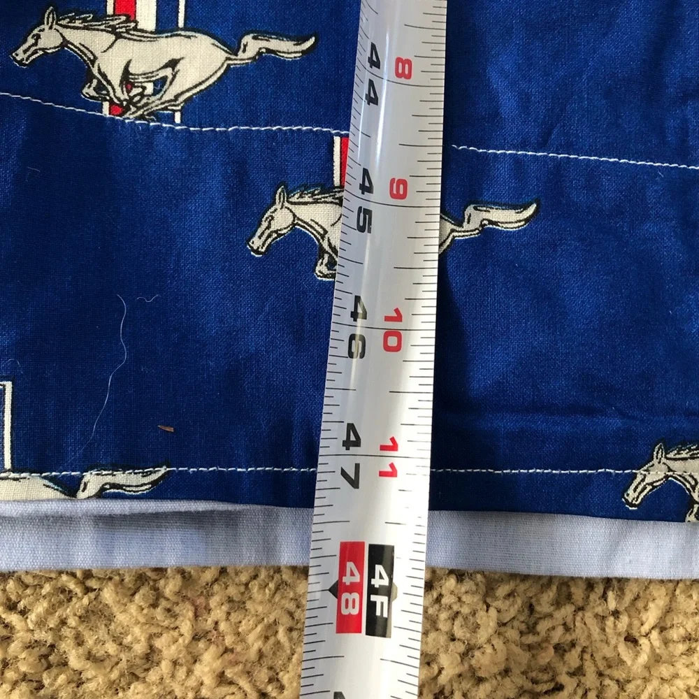 Mustang 1965 Homemade Coverlet Matching Pillow Blue Horse Car Logo